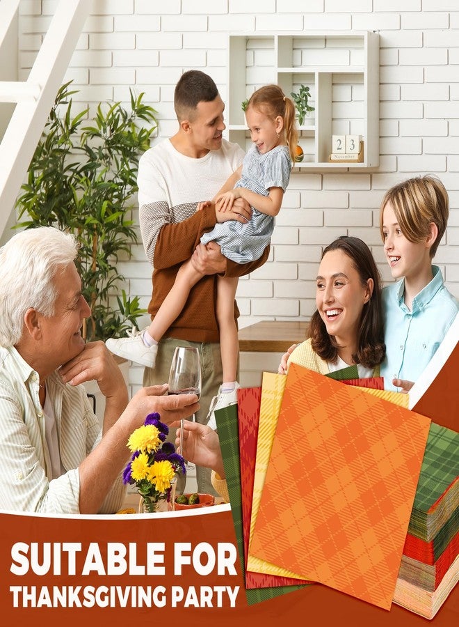 وولاين مناديل ورقية من Whaline Fall Buffalo، بنمط مربعات خريفية، بأربعة ألوان متداخلة (برتقالي، أصفر، أحمر، أخضر)، للاستخدام مرة واحدة، مناسبة للغداء والحلوى والعشاء، مثالية للمنزل والمطبخ والمطاعم والحفلات، 50 قطعة - Image 4